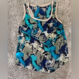 a.n.a Blue and Black Abstract Tank Top
